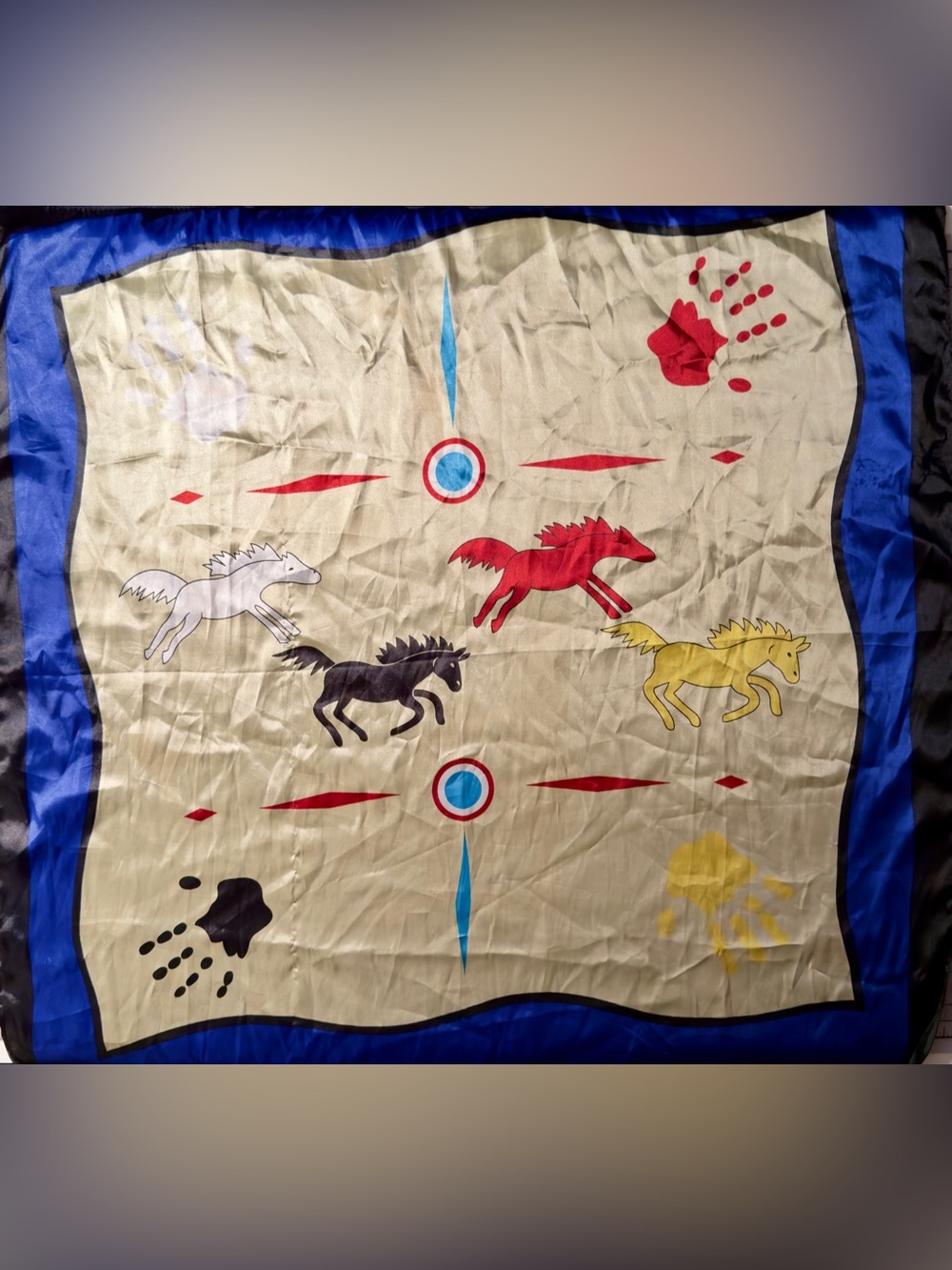Vintage Native American Silk/ Satin Scarf